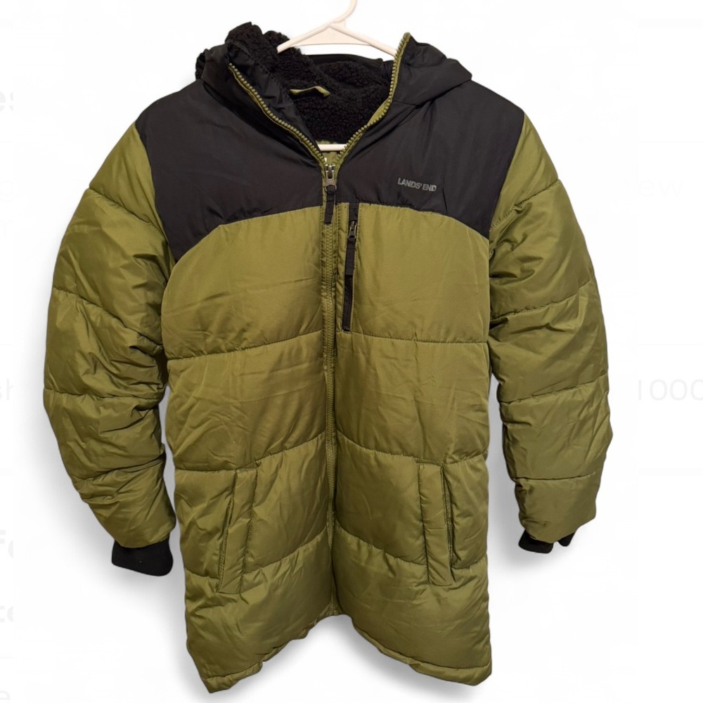 Lands' End Boys Water Resistant Sherpa Lined Coat new